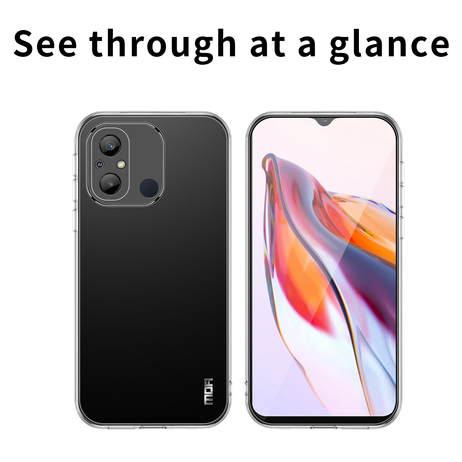 MOFI TPU Transparent Phone Case for Xiaomi Redmi 12C 4G Cellphone Back Protector Cover MOFI TPU Transparent Phone Case for Xiaomi Redmi 12C 4G Cellphone Back Protector Cover